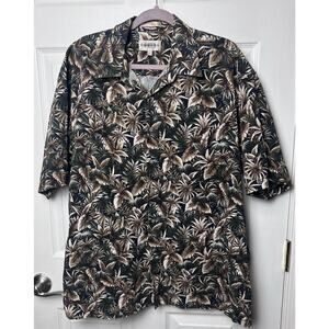 Campia Moda Vntg 90s Men's Tropical Print Shirt Brown Green Hawaiian Shirt XXL